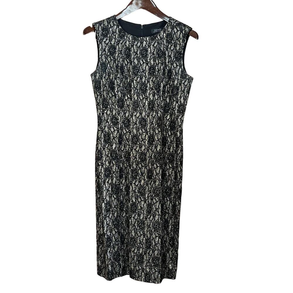 Tahari ASL Black and Cream Lace Mini Dress
